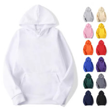 Unisex Blank Fleece Pullover Hoodie Men Women Casual Sweatshirt