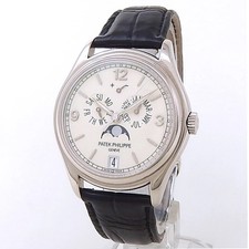 Patek Philippe Annual Calendar 18k White Gold Leather Cream Mens Watch 5146G-001