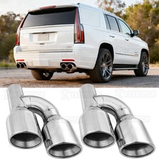 For Cadillac Escalade Dual 2.5" ID to 4" OD Exhaust Pipe Quad Tips Double Wall