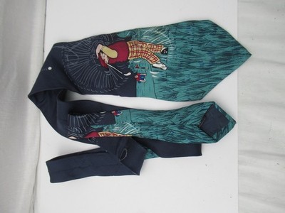 Vintage Krawattenhalter Golfer aus Seide sehr guter Zustand