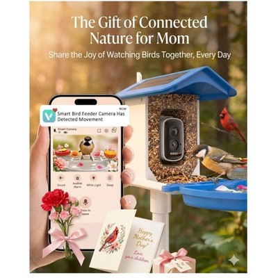 Solar Bird Feeder Camera: AI Identify,  Waterproof