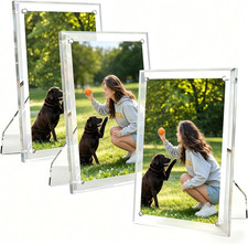 4X6 Acrylic Picture Frame 3 Pack Magnetic Photo Display Stand Desk Decor Set