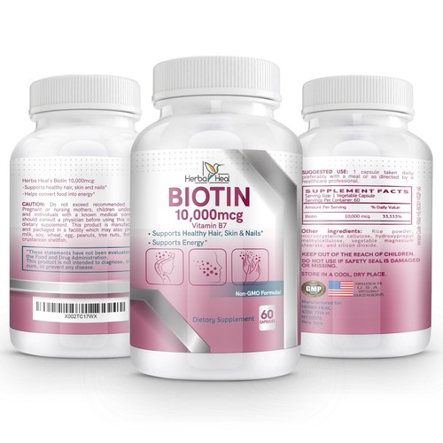 Biotin 10,000MCG Capsules Hair Growth for Women and Men - Vitamin B7 Pills -