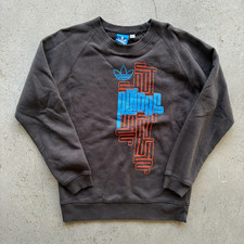Vtg Sweatshirt Trefoil 90s Adidas Mens M Graphic Old School Street Rap Hip Hop