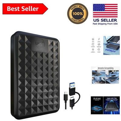 500GB Slim Portable External Hard Drive - USB 3.0/Type-C - Fast Backup & Storage