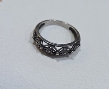 Sterling Silver Filigree Ring Marked 925 RJ Size 7.75