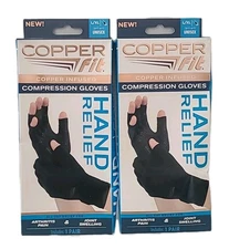 2 Pair COPPER Fit • HAND Relief • COMPRESSION GLOVES  Arthritis Pain - LARGE/ XL