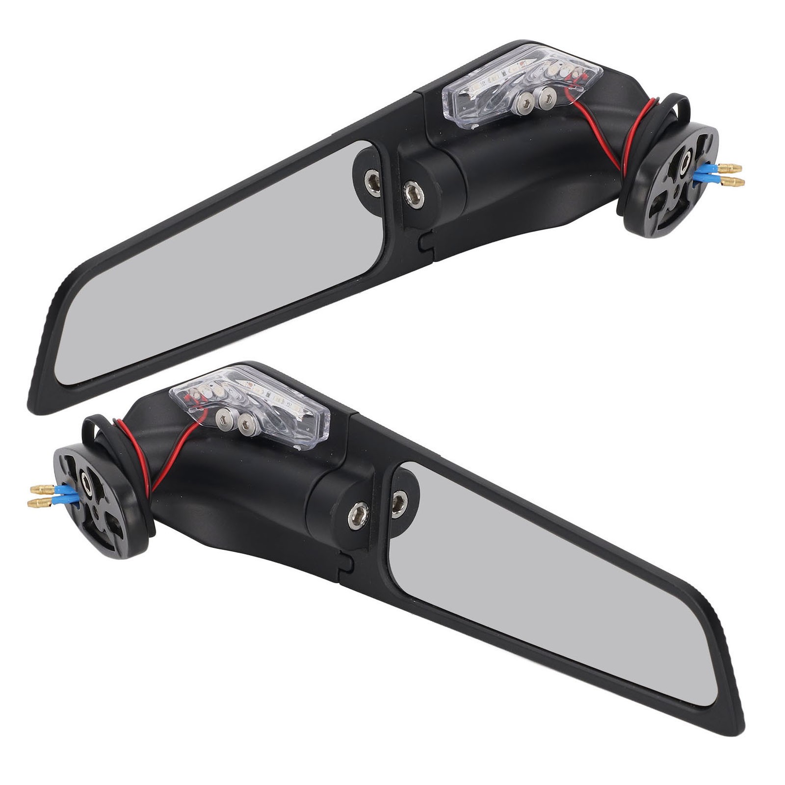 Sport Motorcycle Side Wing Mirror Swivel Rearview Mirrors With LED Lights