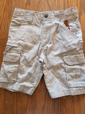 LEE BOYS RELAXED FIT ADJ. WAIST SOLID BEIGE CARGO SHORTS SIZE 4R 100 COTTON