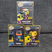 DC Funko Pop Blacklight Batman Animated Series HTE Batman, Harley Quinn, & Joker