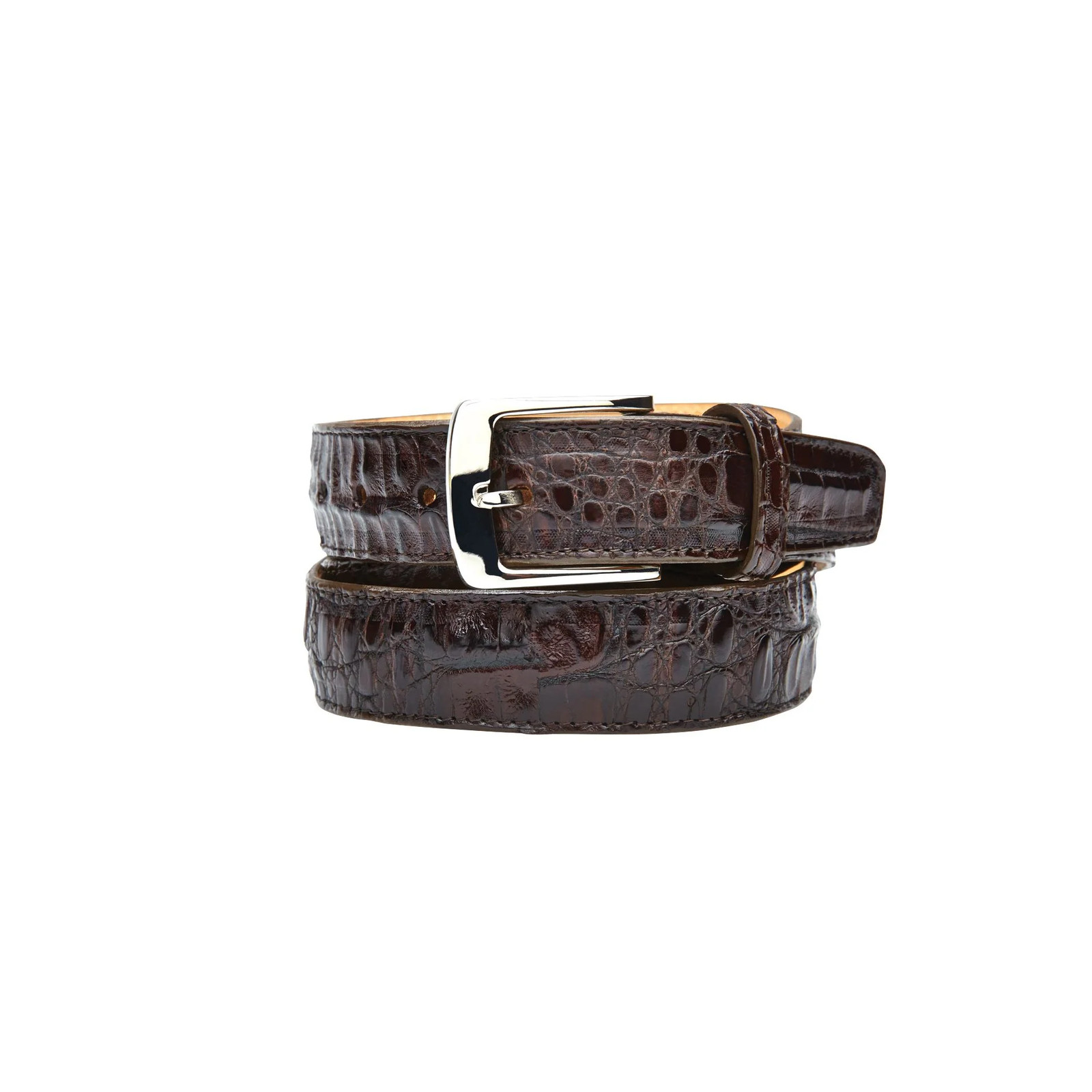 Men's Belvedere Belt Genuine Caiman Crocodile up to Size 44 Brown # 1999
