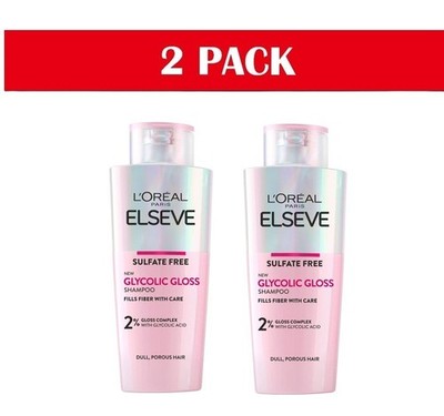 L'OREAL PARIS ELSEVE GLYCOLIC GLOSS SHAMPOO FOR DULL HAIR , 2 PACK X200 ML