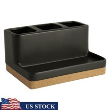 Matte Black Cork Vanity Organizer Toiletries Office Supplies  Personal Items US