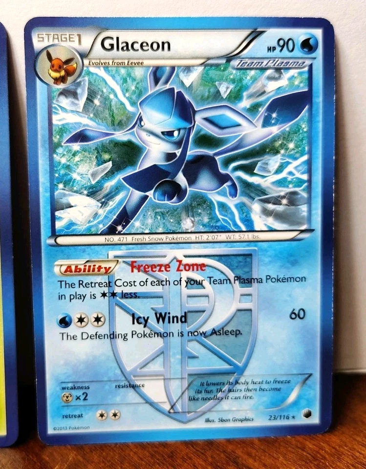 POKEMON PLASMA FREEZE EEVEELUTIONS LEAFEON 11/116 RARE & GLACEON 23/116 RARE - Image 3 of 4