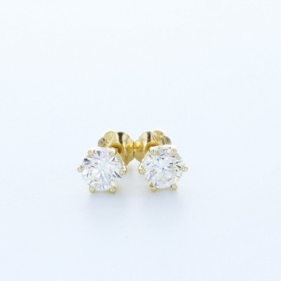 0.73ct tw E VS2 Round Cut Earth Mined Certified Diamonds 14K Gold Classic Studs