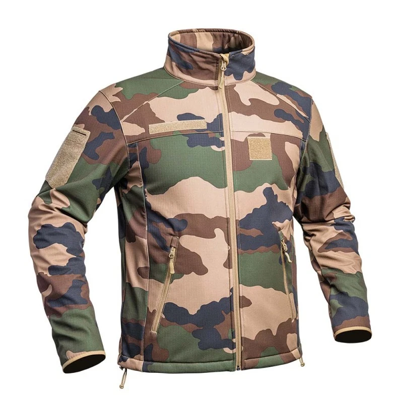 VESTE SOFTSHELL FIGHTER CAMO FR/CE MILITAIRE PAINTBALL AIRSOFT ARMEE OPEX PARA - Photo 2/4