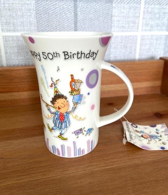 Große Fine Bone China Tasse Happy 50th Birthday - Designer Grüße, Tooti Fuiti
