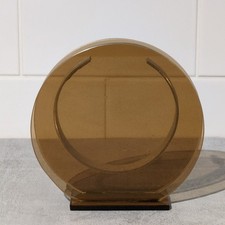 Amber Glass Brown glass Vase Mid Century Circular 16 Cm Tall aluminium 