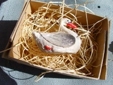 New 3D Dresden Paper Holiday Christmas Ornament Mini White Swan Feather Tree Dec