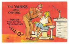 WWII PROPAGANDA - ARMY DENTIST Anti Japanese YANKS COMING ca1942 LINEN Comic