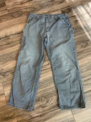 Carhartt B151 FAT 38/30 Gray Canvas Work Wear Carpenter Dungaree