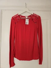 H&M. Woman's red long sleeve, casual, party, Christmas top Size XS. Brand new 
