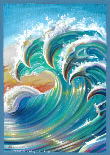 original painting 21 х 29 cm 51SN artwork acrylic modern seascape