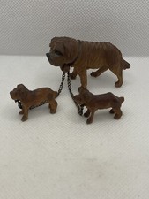 Vintage 50s MCM Celluloid St. Bernard Dog w. 2 Puppies On Chain Japan Figurine