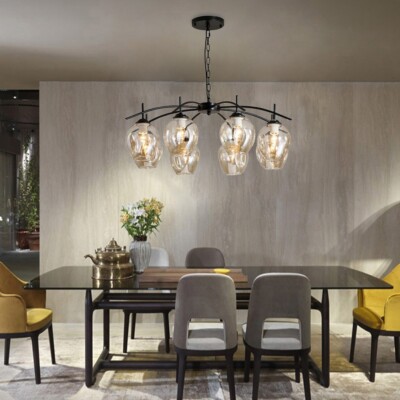 8-Light Nordic Modern Glass Chandelier (Cognac Color) Contemporary Design