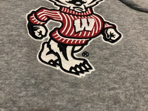 Wisconsin Badgers Bucky Mascot Embroidered Logo Youth XL Hoodie Sweatshirt - Picture 5 of 10