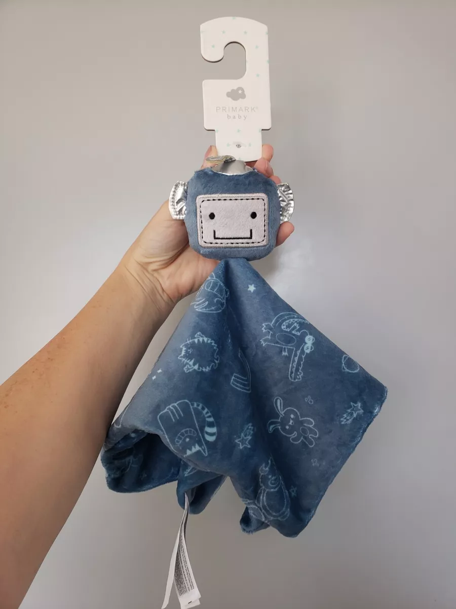 New Primark Grey Blue Robot Comforter Soft Toy soft toy Blankie Plush Dou Dou