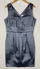Calvin Klein Cocktail Dress Womens 10 Sheath Pleated Metallic Whimsigoth Evening