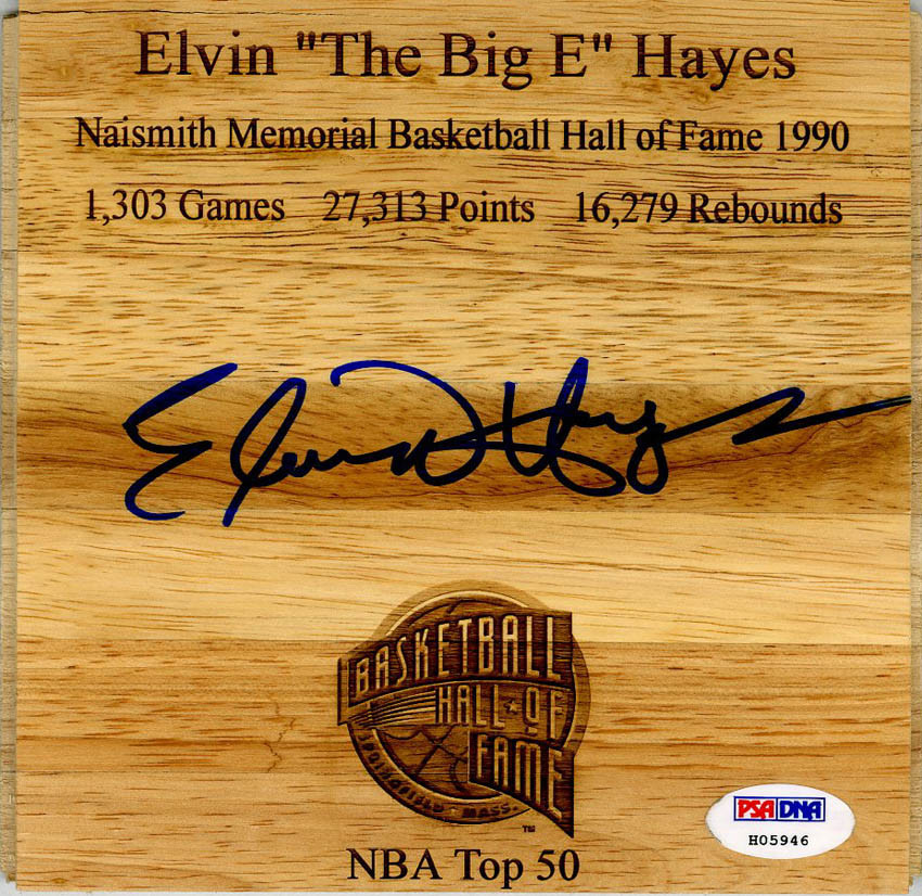 Elvin Hayes Autographed Signed Washington Bullets Engraved 6"x6" Floorboard PSA 