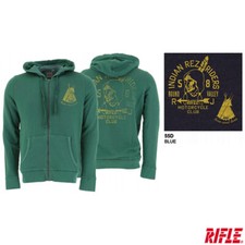 FELPA UOMO RIFLE JEANS L078E BLU ZIP CON CAPPUCCIO RAGAZZO CASUAL MANICA TASCHE