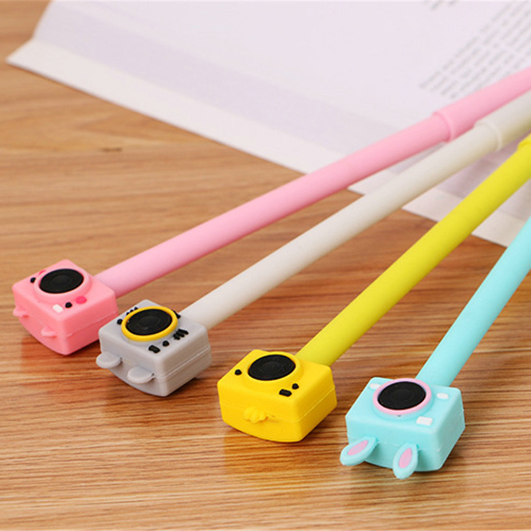 6pcs Cute Cartoon Camera Model Gel Ink Roller Ball Point Pen