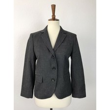 Jigsaw Blazer Women Sz 8 Jacket Single Breast Wool Blend Gray