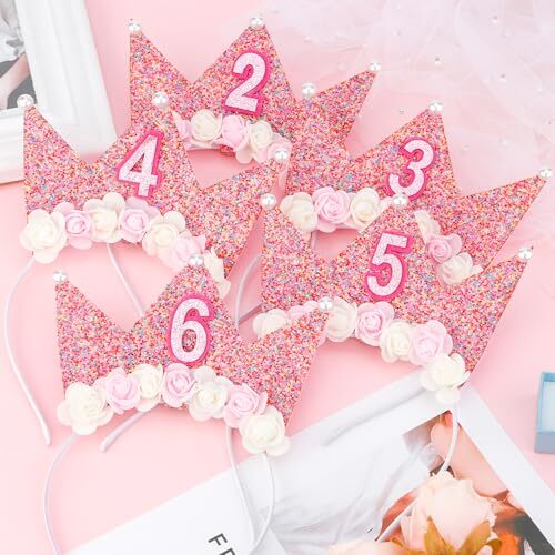 2nd Birthday Decorations for Girl - Headband Crown, Glitter Hair 2nd Headband - Picture 8 of 8