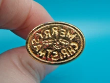 Vintage Mid-Century Goldtone "Merry Christmas" Sealing Wax Stamp Seal
