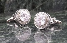 Crystal Clear Swarovski Cufflinks - Personalised option Cufflinks gem Cufflinks
