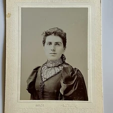 Antique Cabinet Card Photograph Beautiful Woman Dress Beaded Trim Haverhill MA