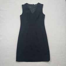 T Tahari Dress Womens 4 Black Cocktail Sheath Sleeveless Mesh Cut Out V Neck