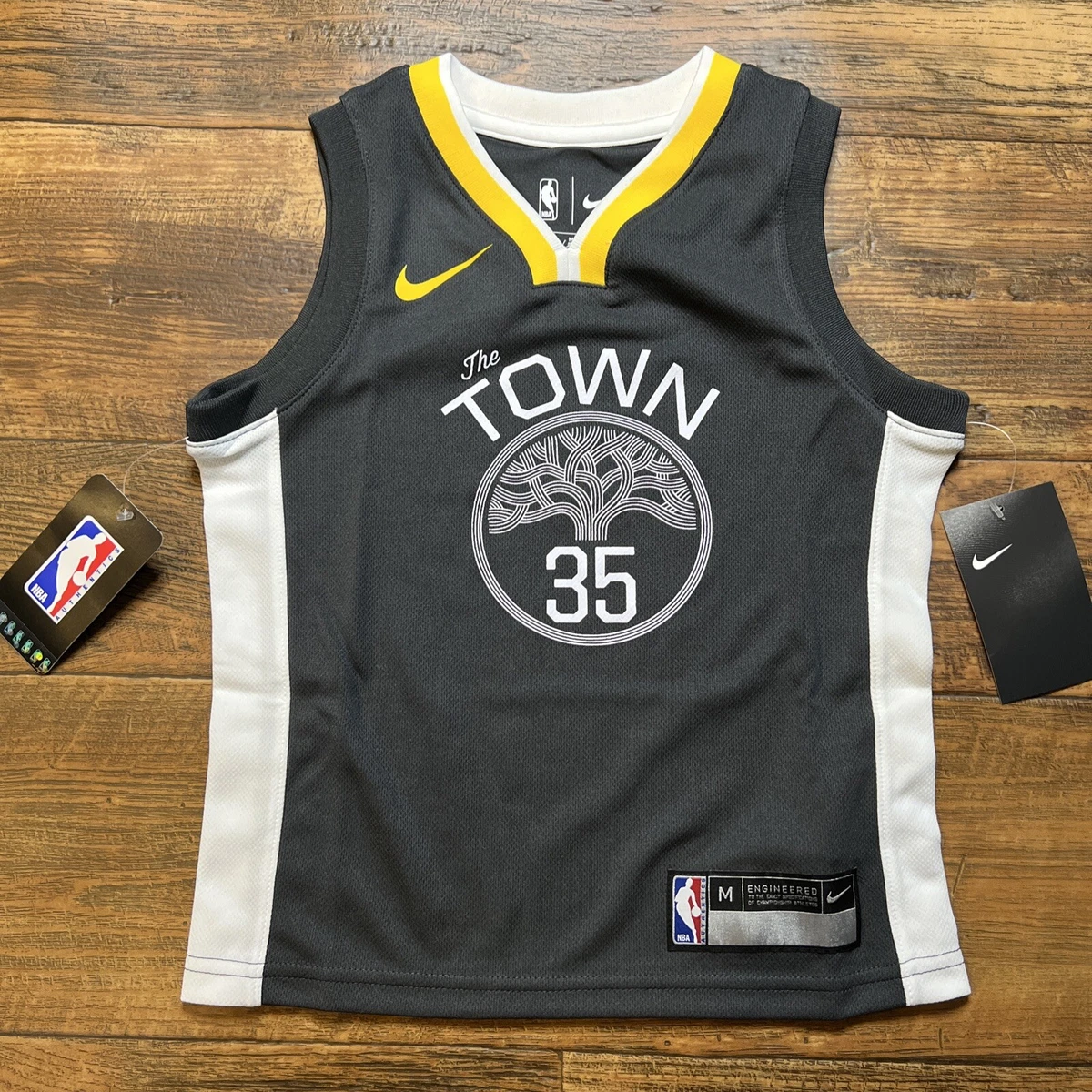 Nike Durant 35 Golden State Warriors Black Town Jersey Kids Toddler Medium 5 6