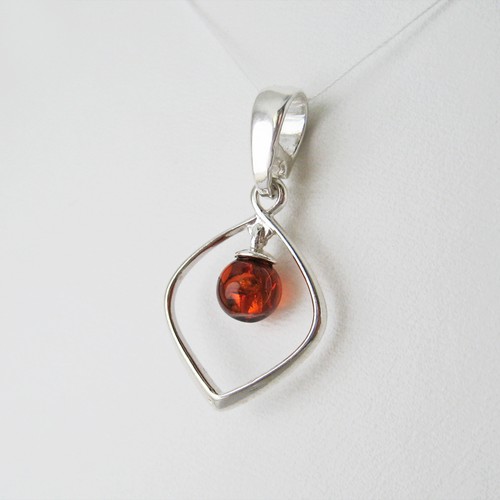 Pendentif ambre véritable baltique argent 925 sterling PE126 - Picture 2 of 2