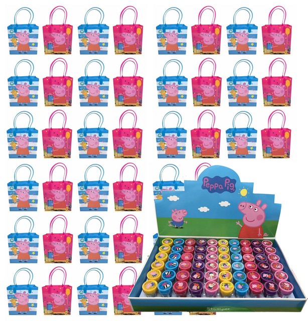 30pc Peppa Pig Party Goodie Bags Party Favor Bag w/Stampers eBay
