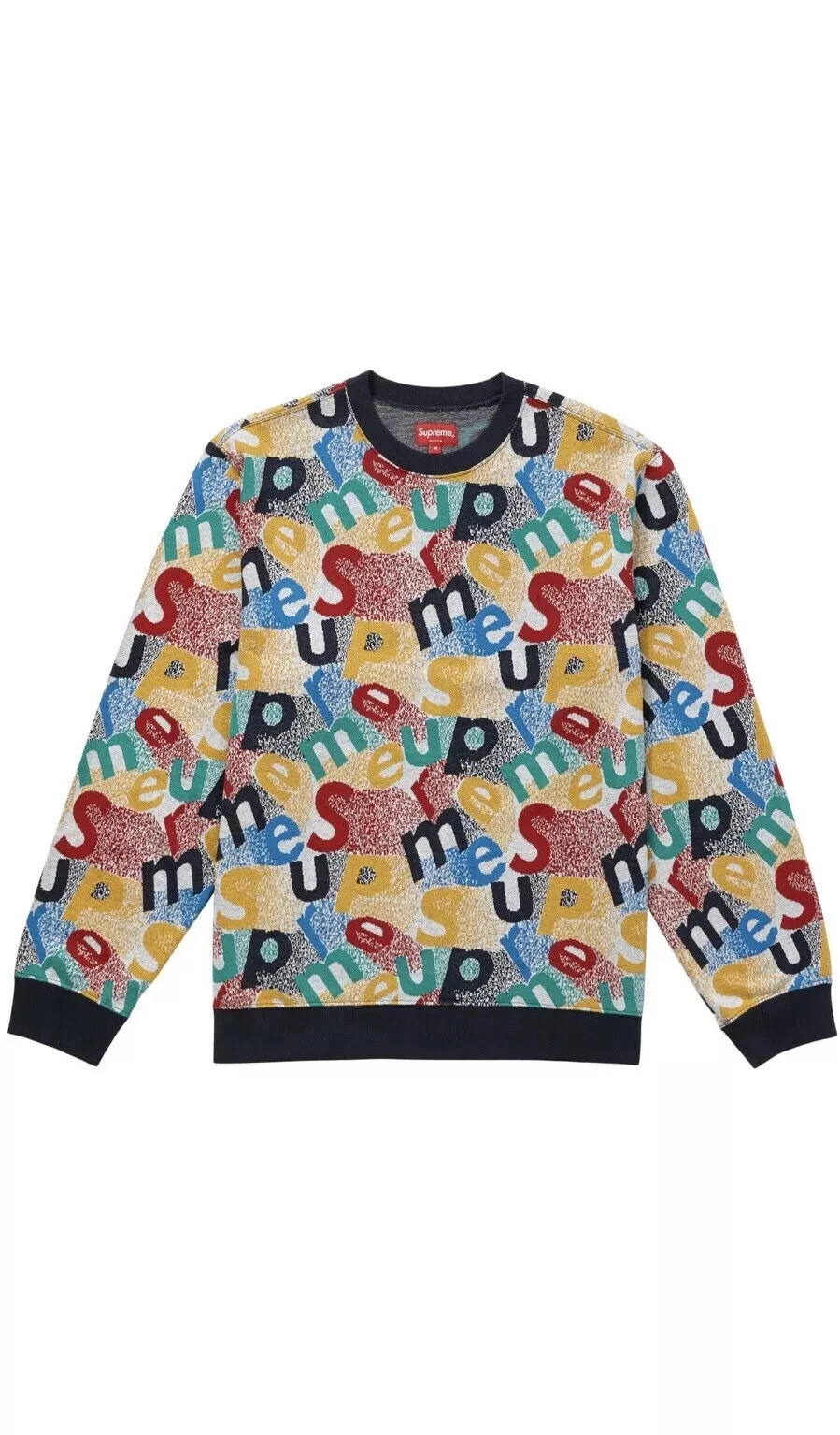 Supreme Scatter Text Navy Crewneck Sweatshirt Multi Color Size Medium