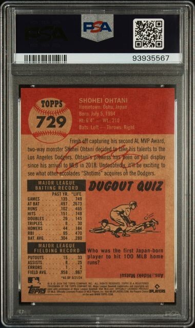 Shohei Ohtani 2024 Topps Living Baseball Card #729 Graded PSA 10 view 2