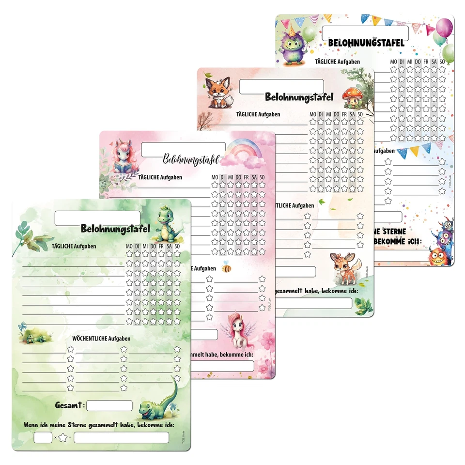 TOBJA Belohnungstafel Kinder A4 magnetisch Belohnungssystem adhs Planer Tagesplan