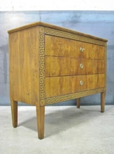 Dramatic Vtg Oversized Three Drawer Empire Biedermeier Chest w/ Greek Key Inlay