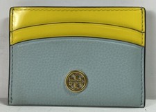 Tory Burch Crosshatched Robinson Color Block Leather Credit Card Holder Case