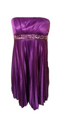SPEECHLESS Formal Dress S Purple Pleated Beaded Empire Waist strapless Fall Prom